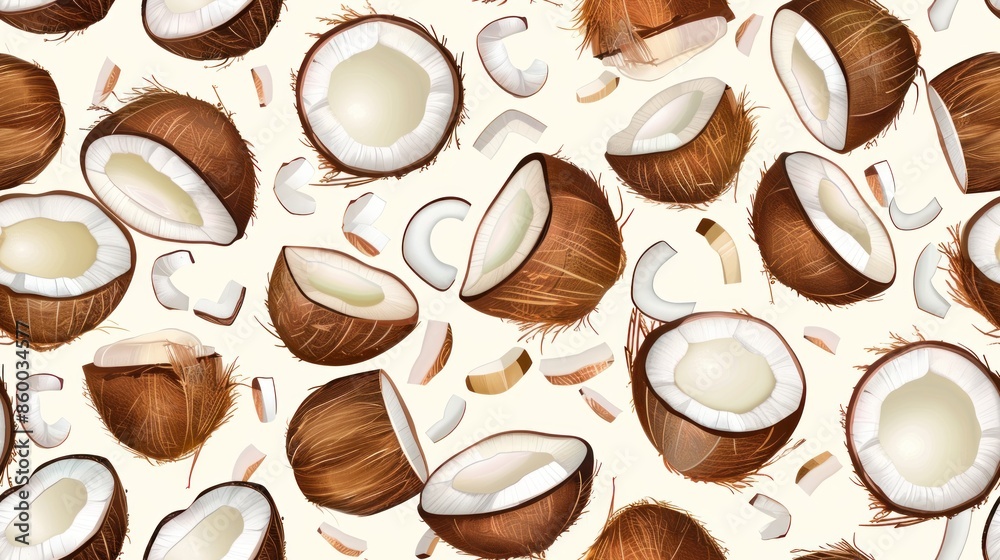 Tropical Coconut Seamless Pattern Tropical Coconut Seamless Pattern
