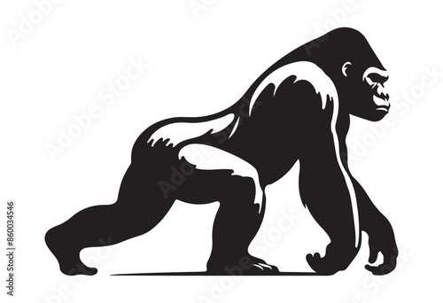 Gorillas silhouettes vector illustration: Elegant vector graphics showcasing the silhouettes of gorillas.