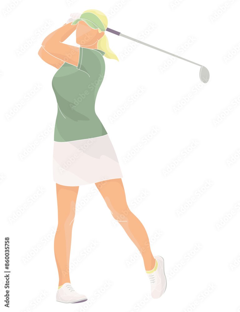 golf player female character with club golf player female character with club