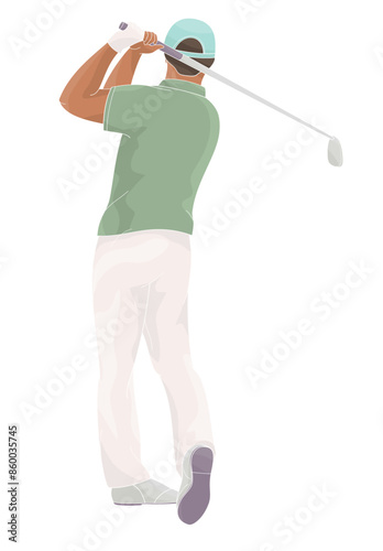 golf player African American male character with club