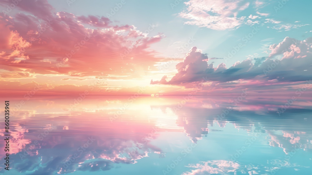 Fototapeta premium Sunset sky in the morning with sunrise and soft pink clouds with yellow tones.