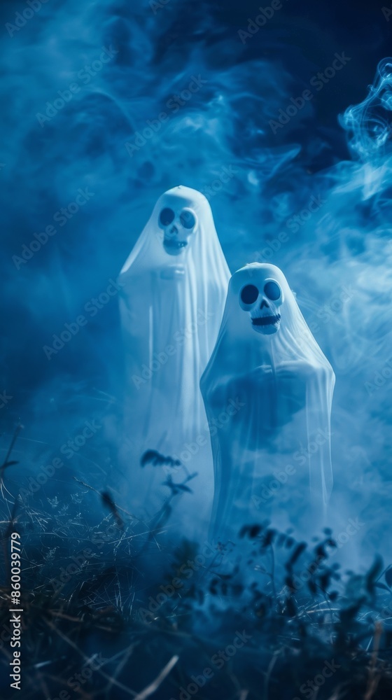 Chilling Halloween Ghosts Conceptual Background