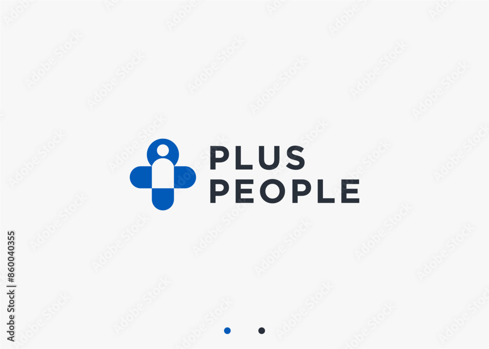 plus with people logo design vector silhouette illustration
