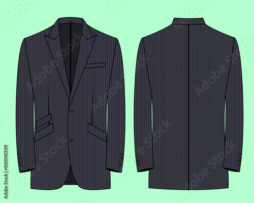 Mens blazer formalwear Fashion Flat Sketch 