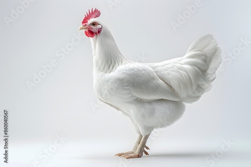 White Leghorn Chicken in Studio Light for Farm, Agriculture, and Poultry Industry Design