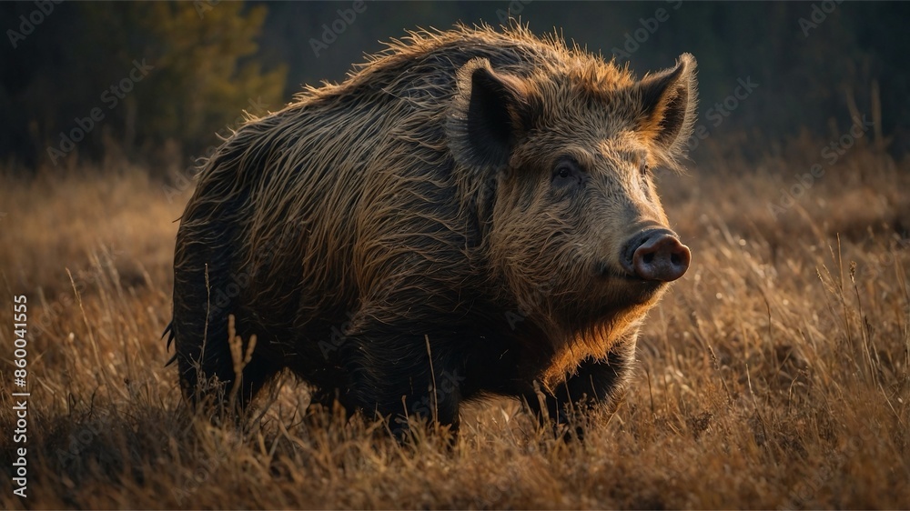 The majestic wild boar An exterior that is as tough as it is powerful and flexible. Powerful tusks glow in the sunlight. Its thick fur glistens with a golden hue. The majestic wild boar An exterior that is as tough as it is powerful and flexible. Powerful tusks glow in the sunlight. Its thick fur glistens with a golden hue.