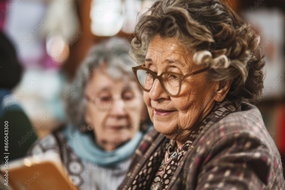 Senior woman reading and learning in a class setting, embodying the spirit of lifelong learning and educational curiosity. Active life in retirement in senior center Senior woman reading and learning in a class setting, embodying the spirit of lifelong learning and educational curiosity. Active life in retirement in senior center