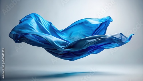 Floating blue fabric in the air , textile, flowing, lightweight, soft, gentle, smooth, elegant, airy, graceful, tranquil