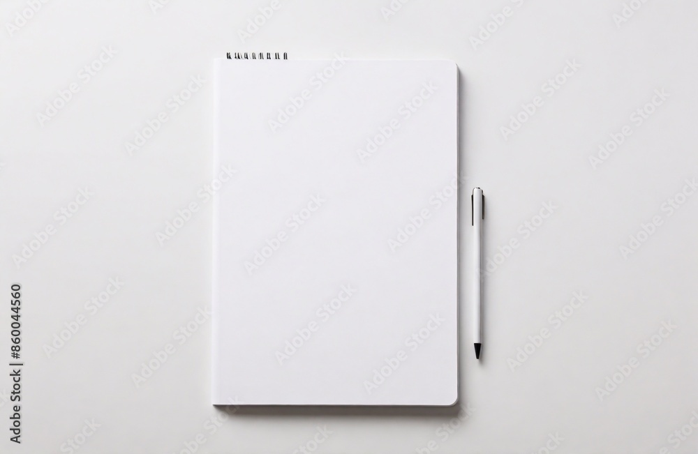 White background with space for text around notebook, coffee cup on the side White background with space for text around notebook, coffee cup on the side