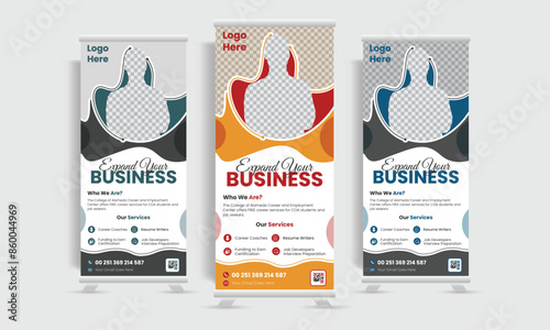 Unique and modern Roll up banner design template. Formal and futuristic vector dl flyer design.