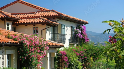 Mediterranean Villa with Lush Bougainvillea