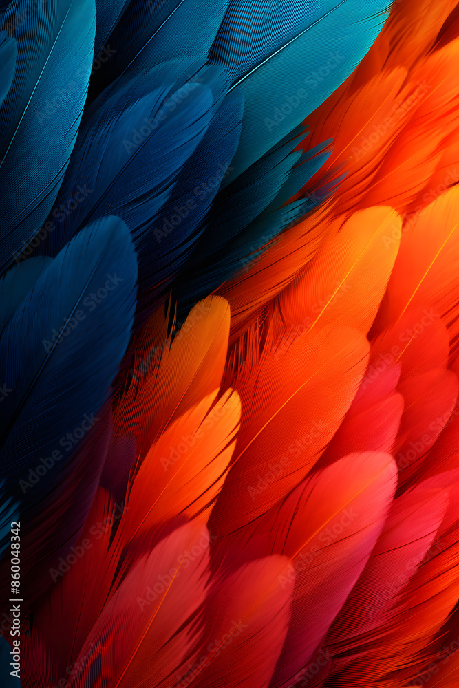 Fototapeta premium Colourful feathers. Colorful background.