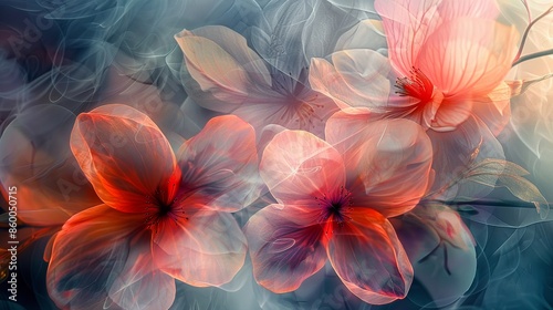 Wallpaper Mural Abstract Artistic Floral Background with Vibrant Red and Pink Flowers in Dreamy Soft Focus, Perfect for Creative Design Projects and Elegant Decor Torontodigital.ca