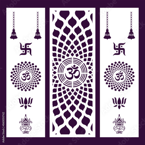 Om Jali design used for temples, Mandir. Om acrylic jali, corian jali and mdf jali.