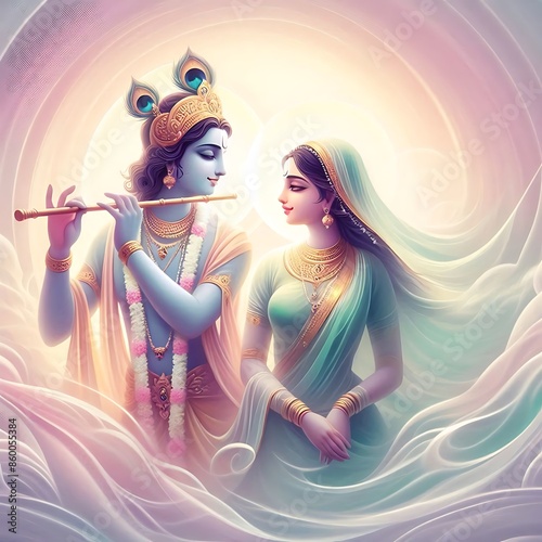 Lord Krishna and Goddess Radha Rani photo