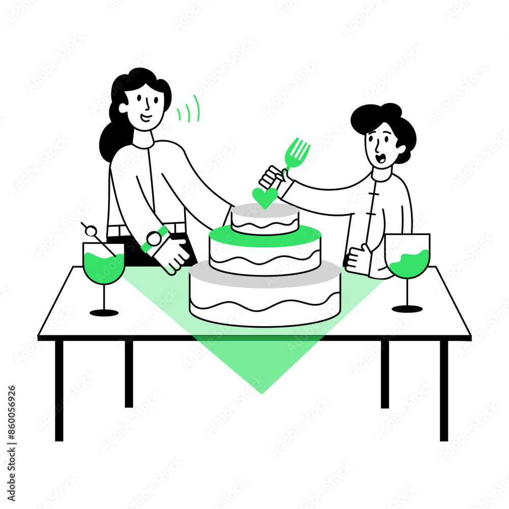 Latest linear mini illustration of cake cutting
Latest linear mini illustration of cake cutting