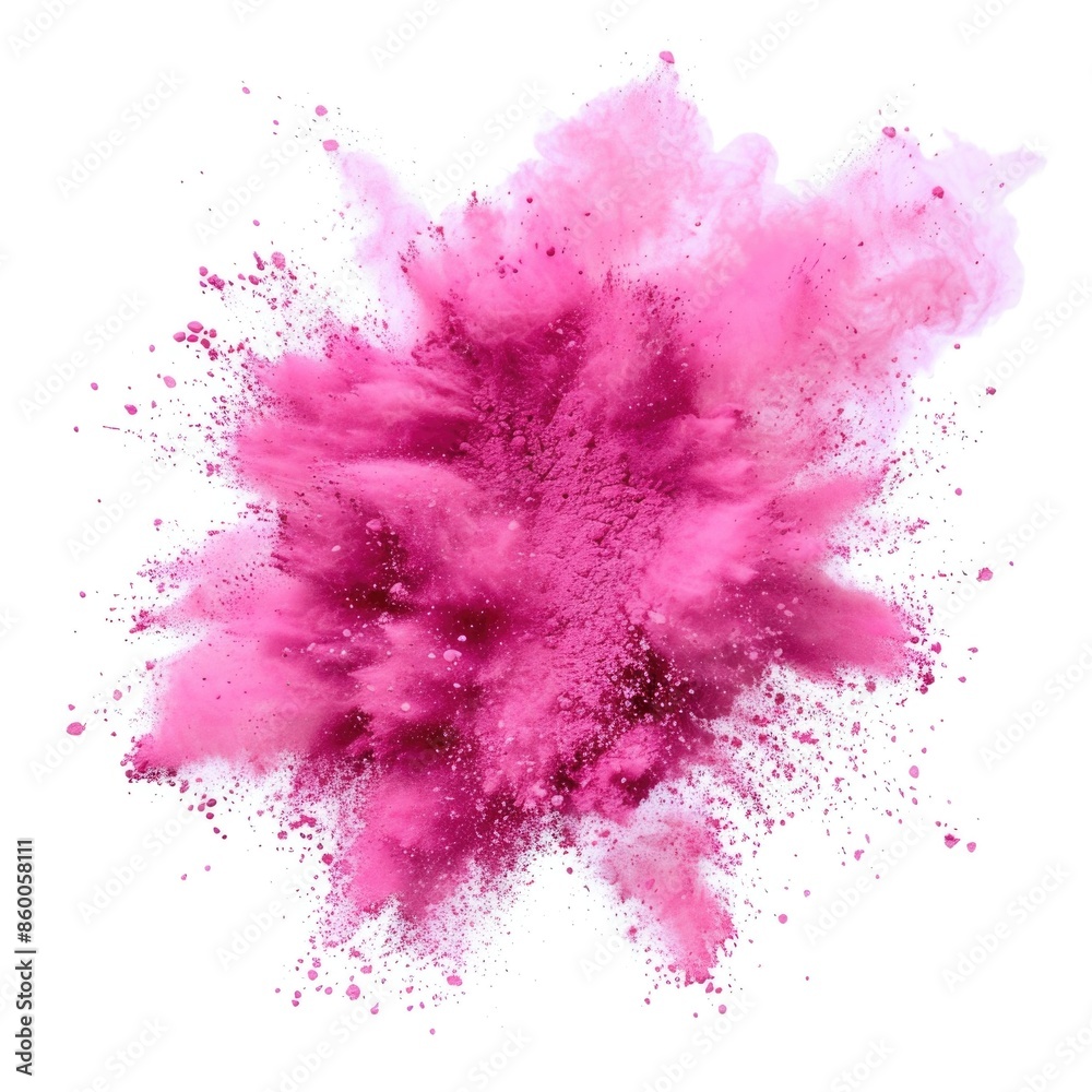 A vibrant pink powder explosion on a clean white background A vibrant pink powder explosion on a clean white background