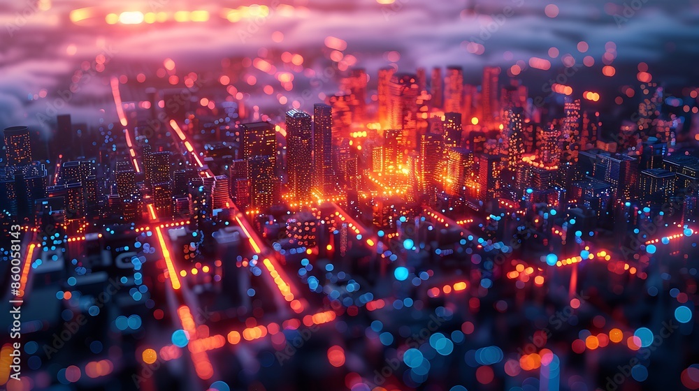 Fototapeta premium A vibrant and detailed conceptual image of digital assets, featuring NFTs, cryptocurrencies, and virtual real estate, modern design, high-resolution graphics, realistic visual elements, professional s