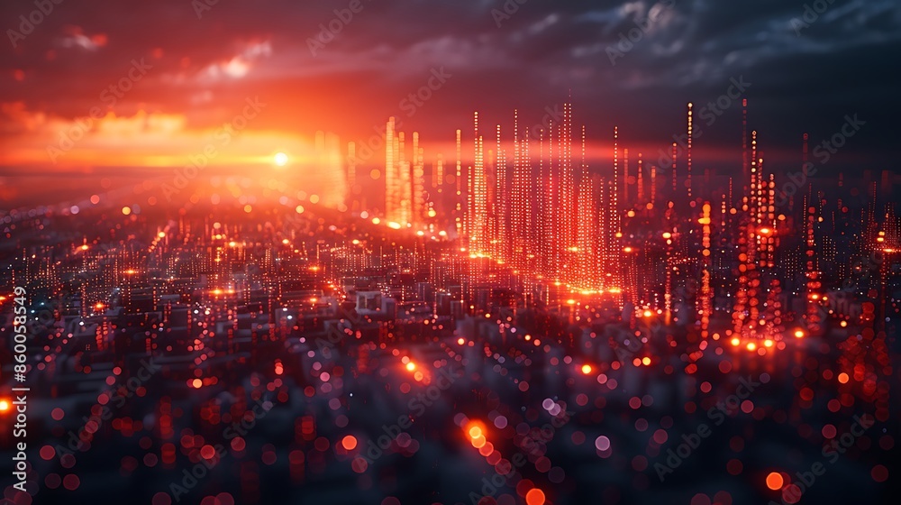 Fototapeta premium A vibrant and detailed conceptual image of digital assets, featuring NFTs, cryptocurrencies, and virtual real estate, modern design, high-resolution graphics, realistic visual elements, professional s