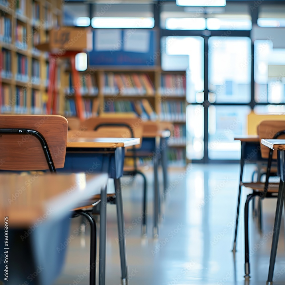 Empty Classroom with Blurred Foreground Empty Classroom with Blurred Foreground