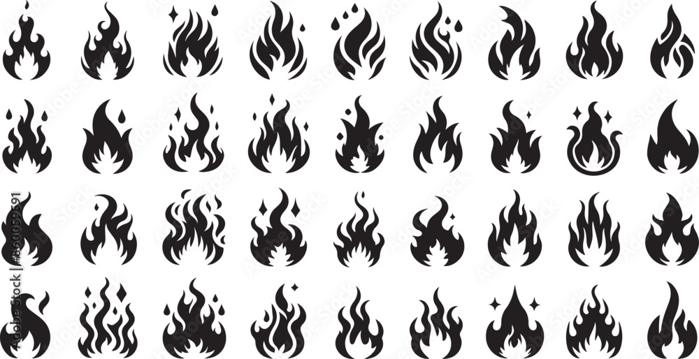 Obraz premium set of fire flames