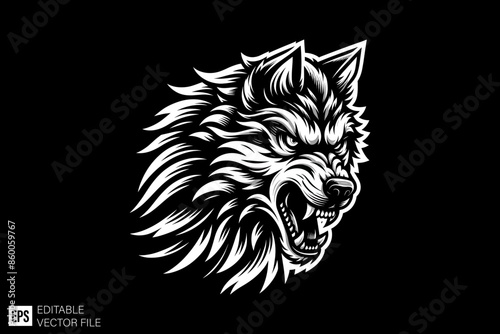 Wolf head vector design 