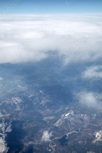 Cloud Formations and the alps near the Zugspitze from an Air Plane