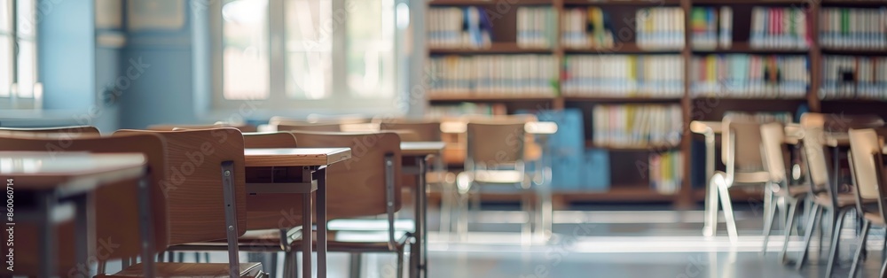 Empty Classroom with Blurred Foreground Empty Classroom with Blurred Foreground