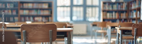 Empty Classroom with Blurred Foreground