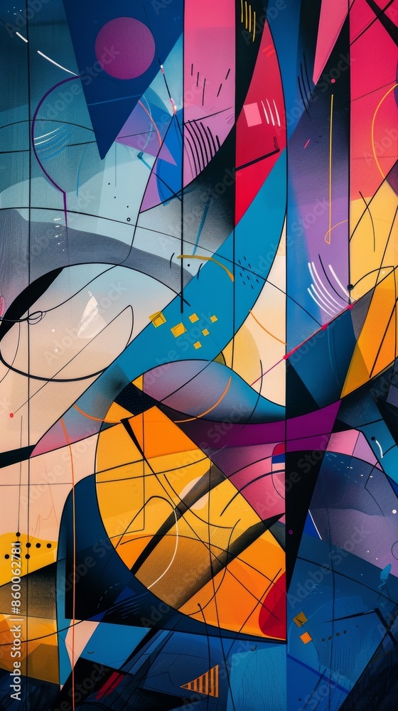 Fototapeta premium Creative conceptual background with abstract forms and lines.
