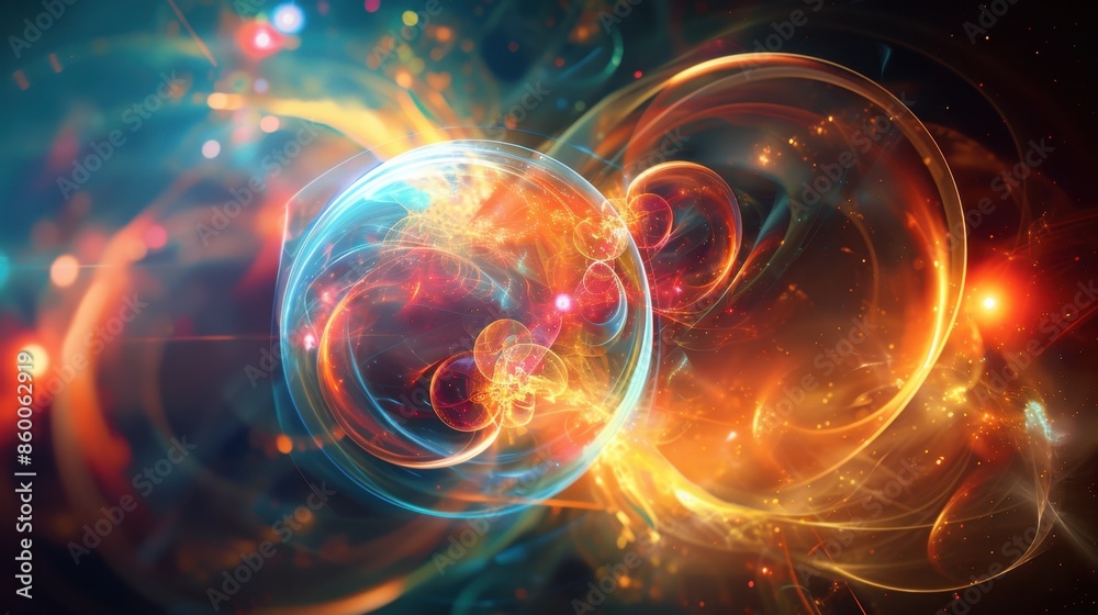Illustration of dual quantum states overlapping, a fundamental concept in quantum mechanics. Illustration of dual quantum states overlapping, a fundamental concept in quantum mechanics.