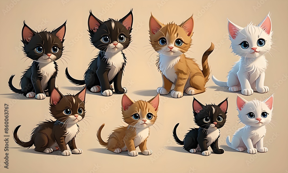 Fototapeta premium Wallpaper representing a pattern with cute kittens.