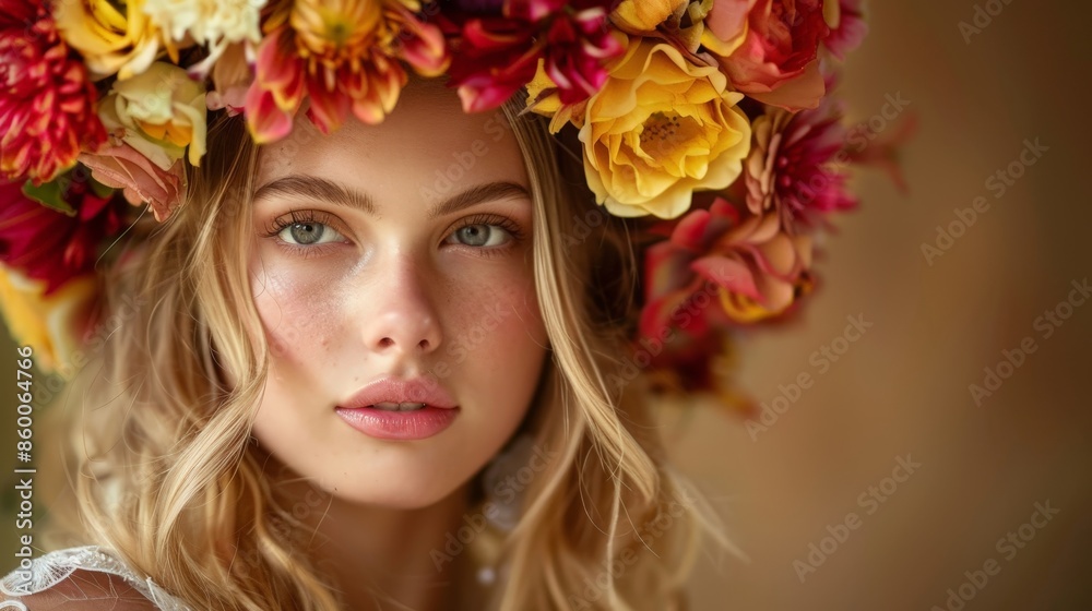 Elegant Bride Wears Floral Wreath at Stylish Wedding Elegant Bride Wears Floral Wreath at Stylish Wedding