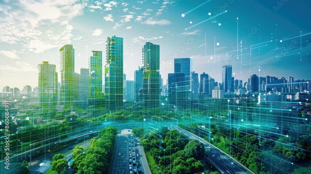 Fototapeta premium City officials using climate monitoring technology for urban planning.
