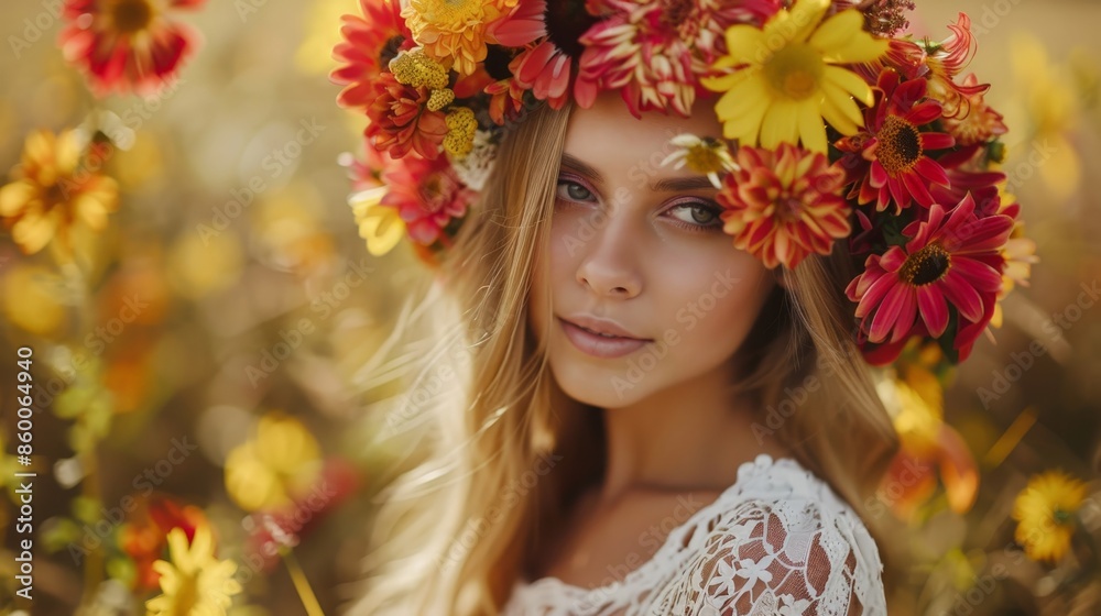 Elegant Bride Wears Floral Wreath at Stylish Wedding Elegant Bride Wears Floral Wreath at Stylish Wedding