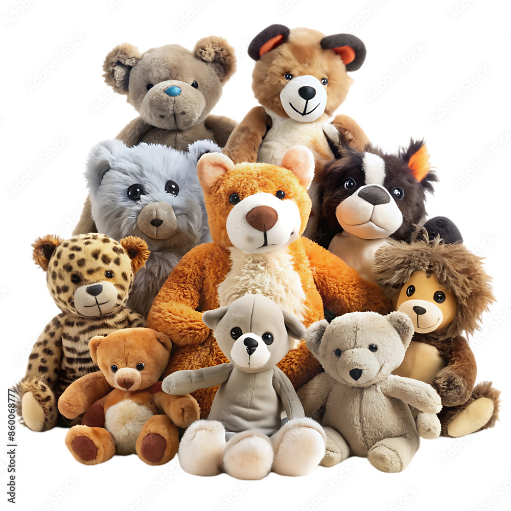 stuffed animals on transparent background stuffed animals on transparent background