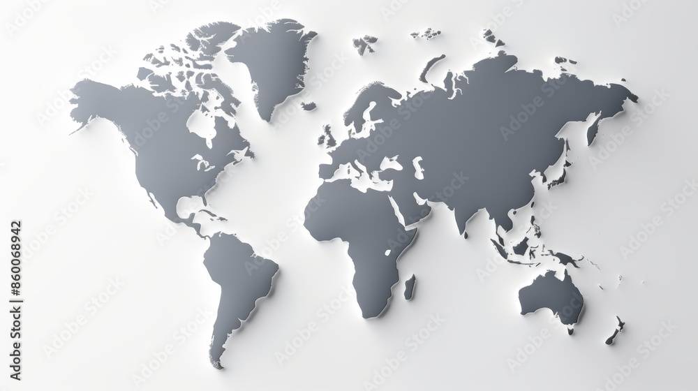 Minimalist world map displaying borders on a plain white background, without any text labels Minimalist world map displaying borders on a plain white background, without any text labels