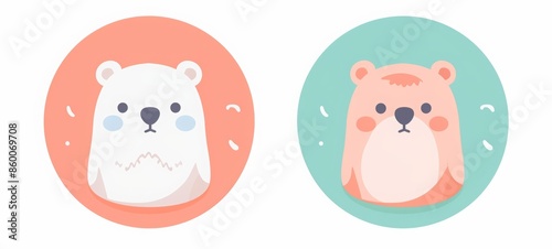 icon user round mint and peach, simple cartoon animal
