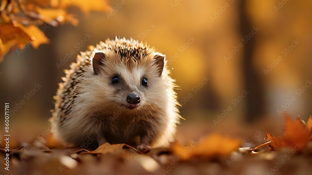 Hedgehog on the autumn background Hedgehog on the autumn background