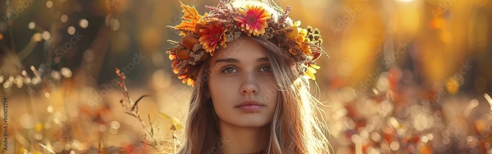 Elegant Bride Wears Floral Wreath at Stylish Wedding Elegant Bride Wears Floral Wreath at Stylish Wedding