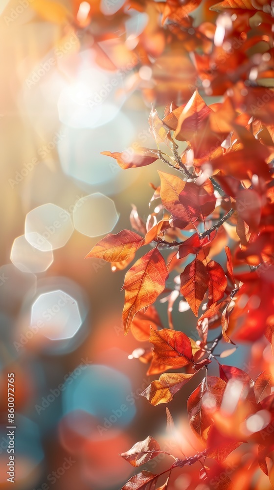 Red Autumn Leaves Glowing in the Sun Red Autumn Leaves Glowing in the Sun