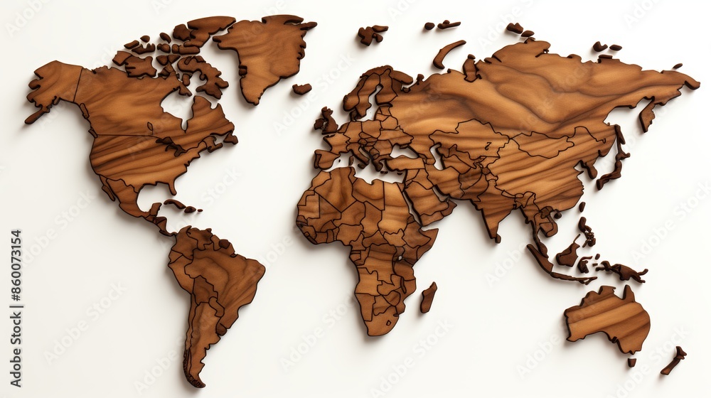 World map borders on white background without country labels for clear ...