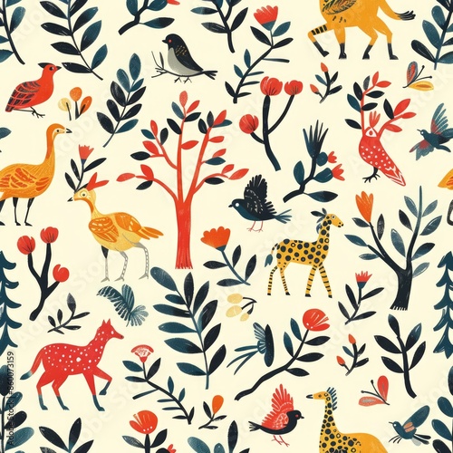safari wildlife pattern, simple kids design. ai generated