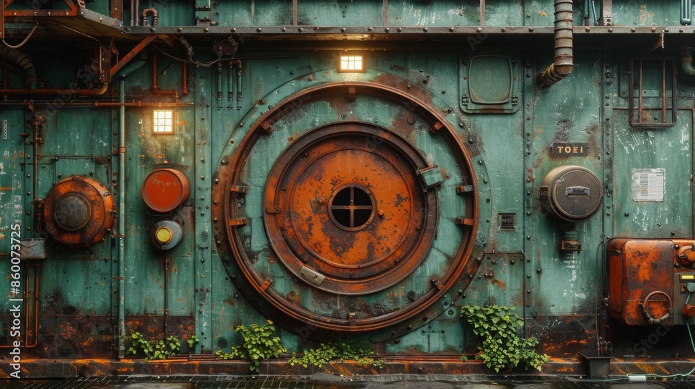 Fototapeta premium Locked door,propaganda style, photorealistic