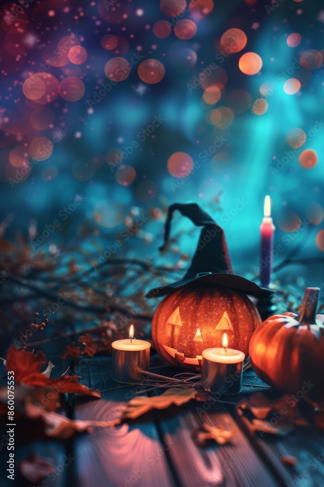 Fototapeta premium Sinister Halloween Elements in Romantic Bokeh