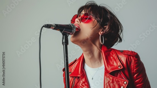 The singer in red jacket photo