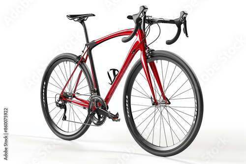 An Ai generative image of red bicycle on isolated white background.