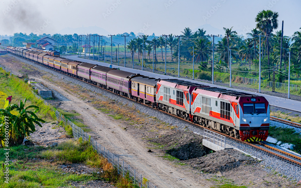 Naklejka premium Express Train 38 at Phetchaburi, Thailand 