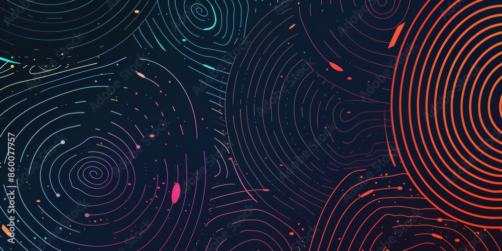 noise background, noise graphics, minimal abstact thin circles hand draw dark colorfull
