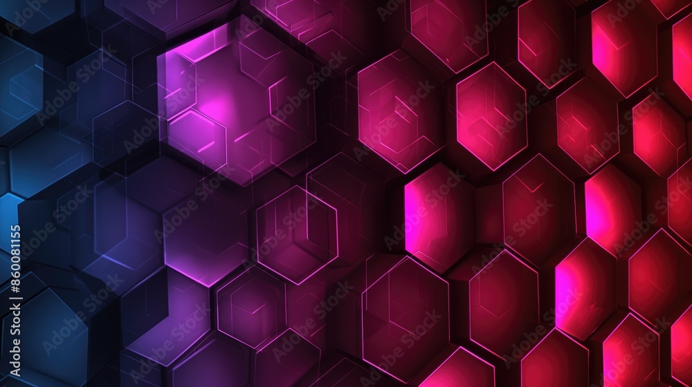 Abstract glowing geometric background with hexagons in pink and purple colors Abstract glowing geometric background with hexagons in pink and purple colors